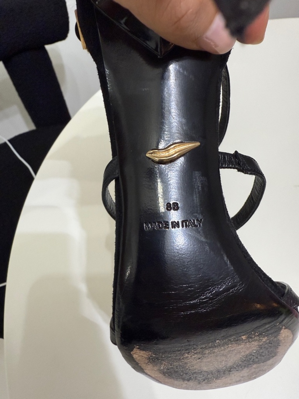 Diane Von Furstenberg Black and Gold Strappy High Heel Sandals DVF - Picture 8 of 9
